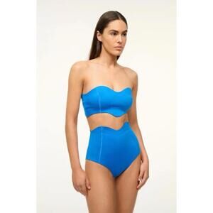 NWT STAUD $350 Blake Sea Swimsuit Bikini Top & Bottom Set Blue Designer XS/2